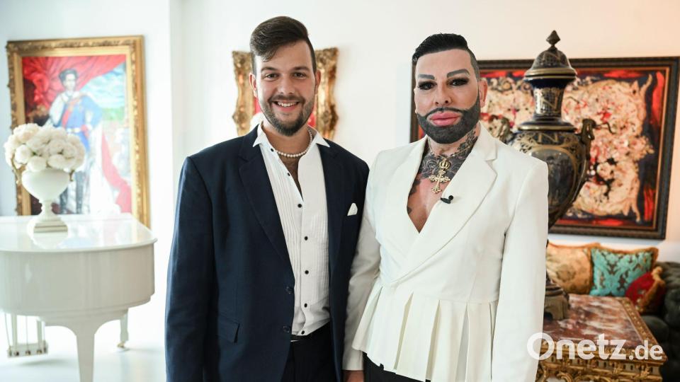 Der Modedesigner Harald Glööckler und der CDU-Politiker Marc-Eric Lehmann zeigten sich eine Zeit lang öffentlich vertraut. (Archivbild) Bild: Jens Kalaene/dpa
