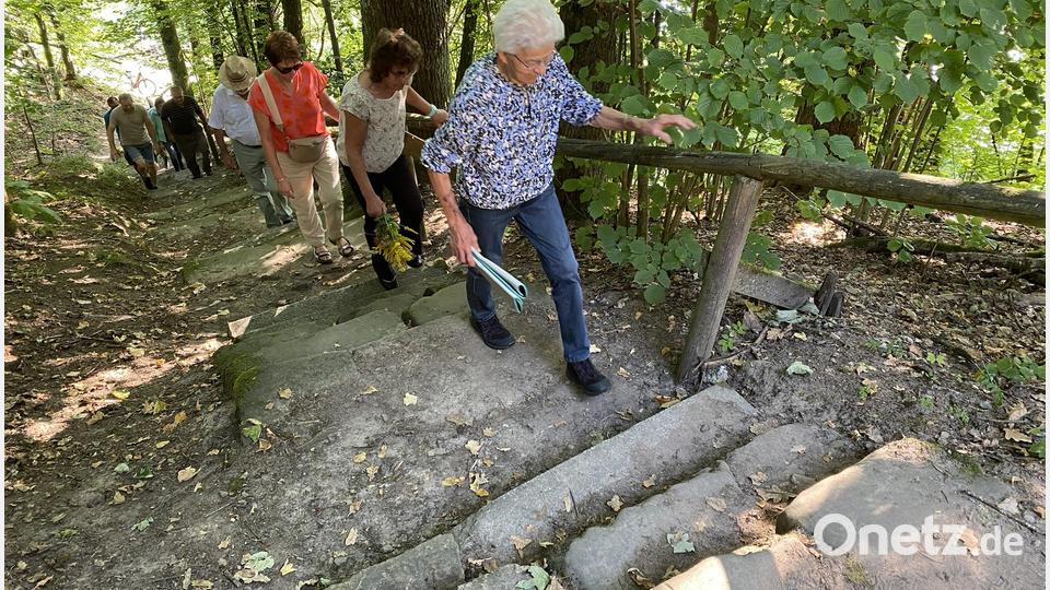 Der &quot;Pilgerweg&quot; zum Brünnl führt kurz vor dem Ziel über eine &quot;Naturtreppe&quot;. Schon zur Frühmesse kamen etwa 75 Gläubige. Bild: aub