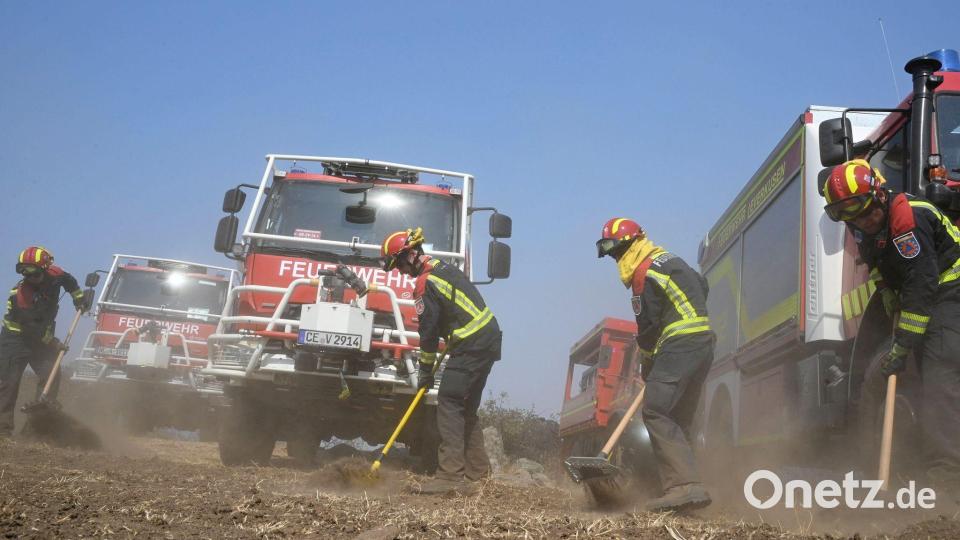 Neben Kollegen aus anderen europäischen Ländern sind auch 67 Feuerwehrleute mit ihren Fahrzeugen aus Niedersachsen und Nordrhein-Westfalen in Spanien im Einsatz. Bild: Sven Käuler/dpa