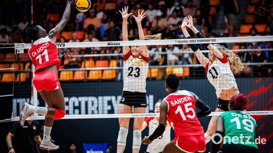 Im Block hatte das deutsche Team zunächst Probleme. Bild: ---/Deutscher Volleyball-Verband /dpa