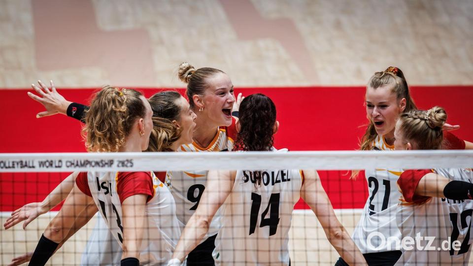 Die Chemie stimmt im deutschen Team. Bild: ---/Deutscher Volleyball-Verband /dpa