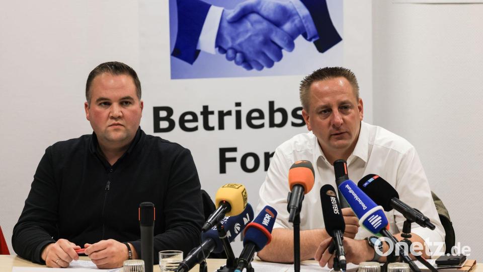 Die Gewerkschafter David Lüdtke (links) und Benjamin Gruschka (Archivbild) Bild: Oliver Berg/dpa