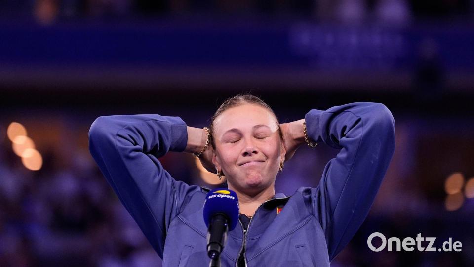 Amanda Anisimova kamen wie schon in Wimbledon die Tränen. Bild: Yuki Iwamura/AP/dpa