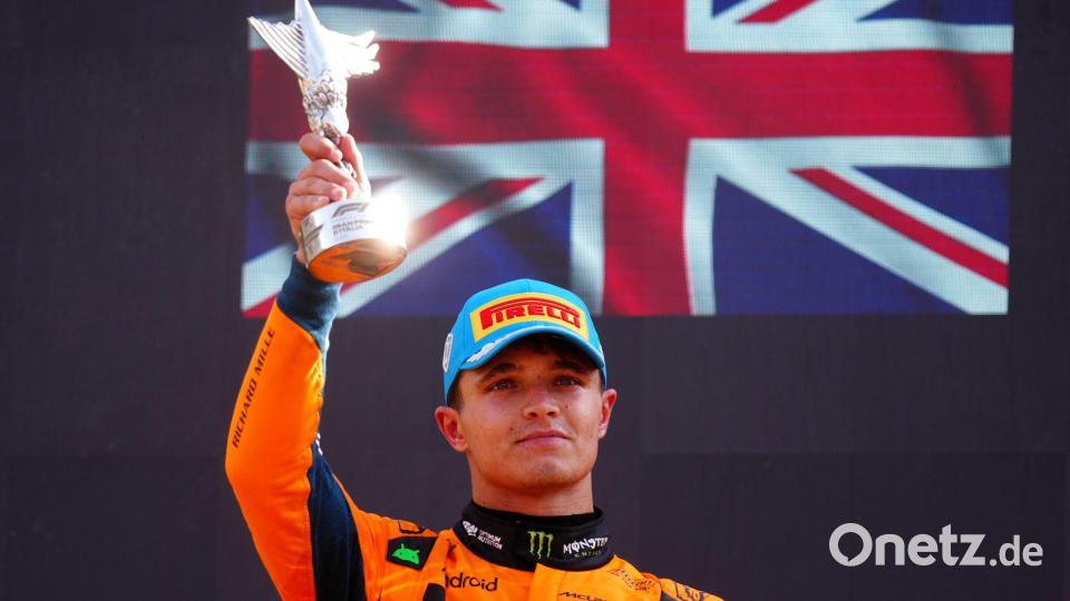 Richtig glücklich sieht Lando Norris nach Platz zwei in Monza nicht aus. Bild: David Davies/PA Wire/dpa