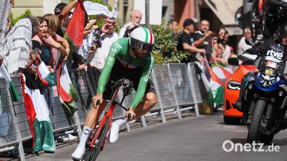 Der italienische Zeitfahrspezialist war auf der 18. Vuelta-Etappe der Schnellste. Bild: Photogenic/Claudia Alba/EUROPA PRESS/dpa