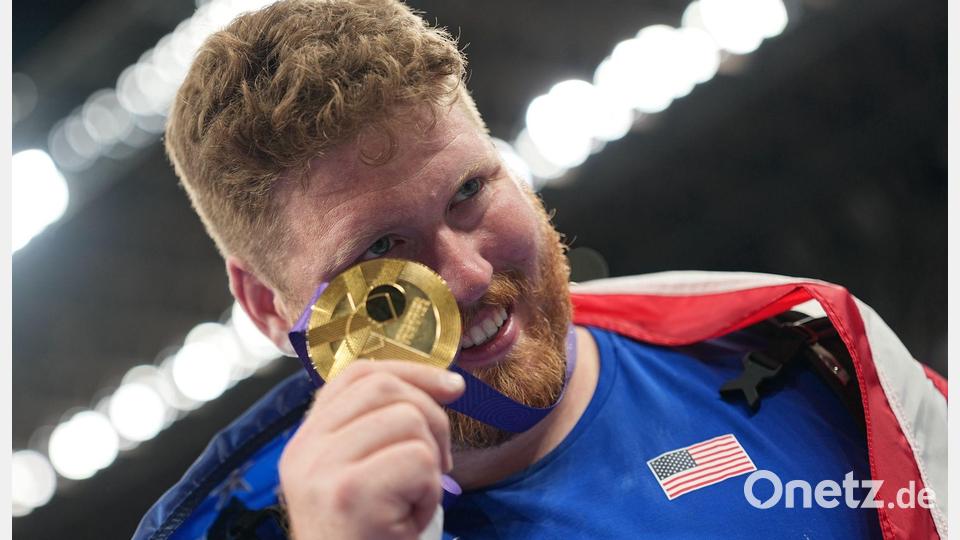 Wieder Weltmeister: Kugelstoßer Ryan Crouser aus den USA. Bild: Michael Kappeler/dpa