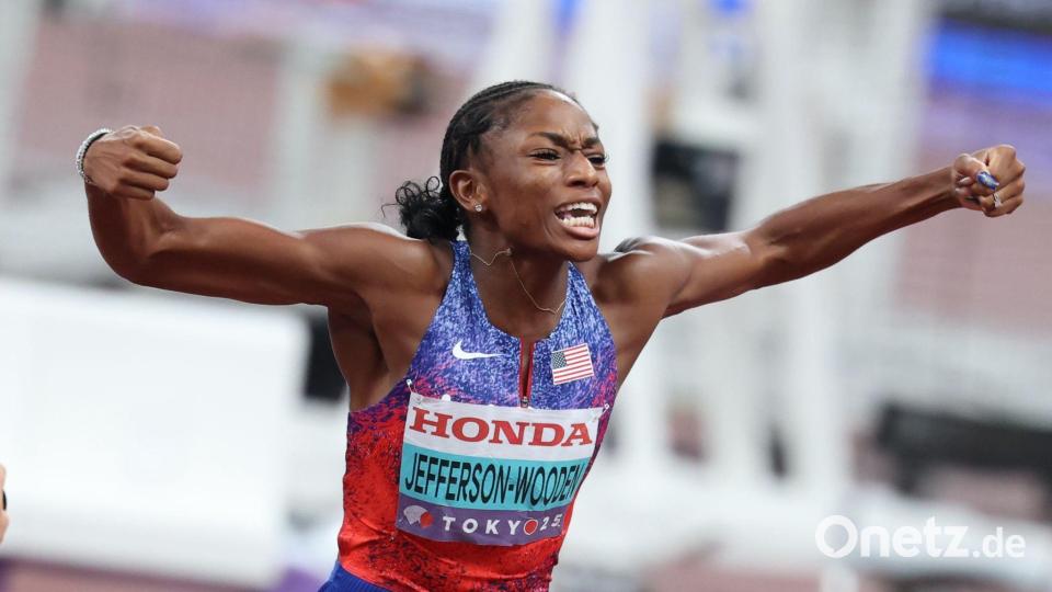 Melissa Jefferson-Wooden ist neue 100-Meter-Weltmeisterin. Bild: Oliver Weiken/dpa