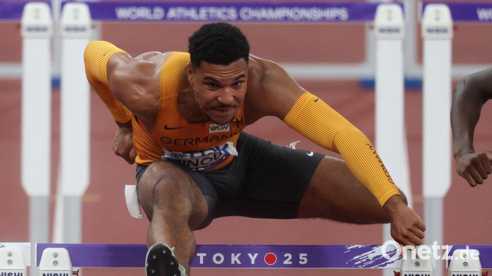 Gregory Minoué zog über die 110 Meter Hürden ins Halbfinale ein. Bild: Oliver Weiken/dpa