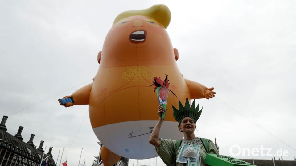 Schon beim ersten Staatsbesuch Trumps gab es Proteste. (Archivbild) Bild: Matt Dunham/AP/dpa