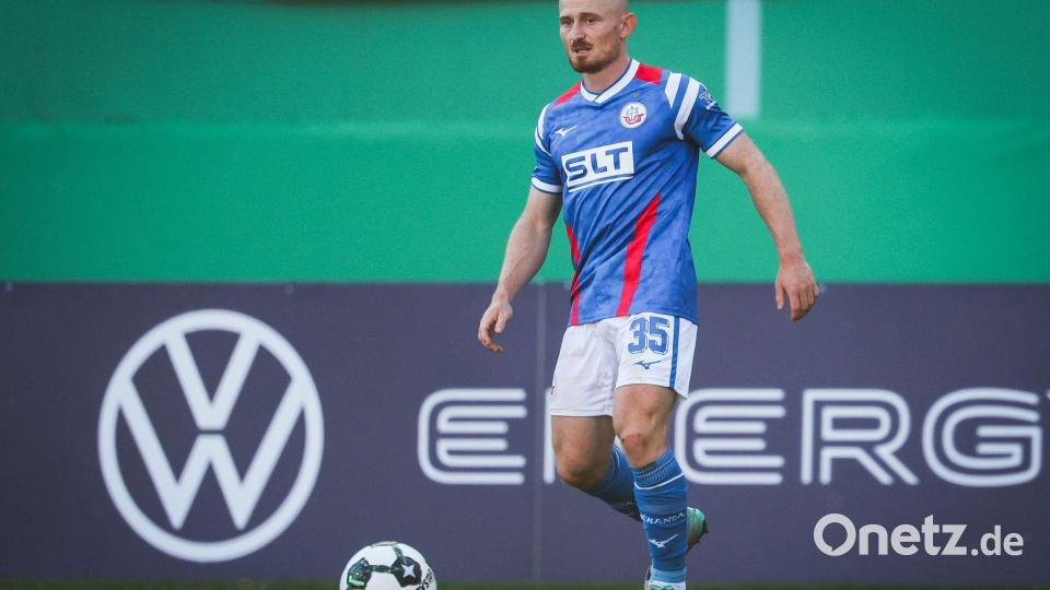 Schoss sein erstes Tor für Hansa Rostock: Neuzugang Maximilian Krauß. Bild: Christian Charisius/dpa