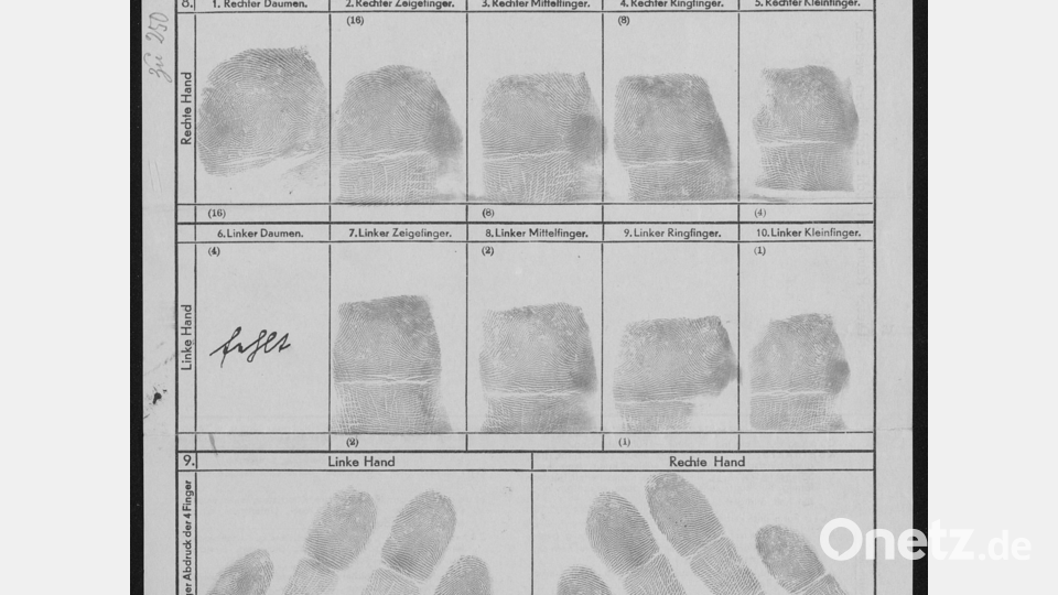 Fingerabdrücke des Täters Bild: Staatsarchiv Amberg