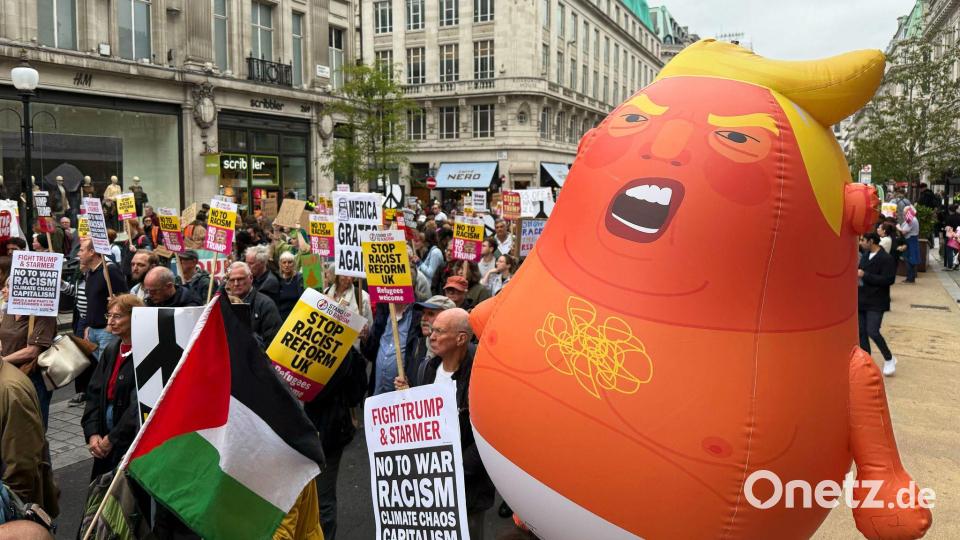 In London kamen Tausende zu einem Protest gegen den Staatsbesuch. Bild: Patricia Bartos/dpa