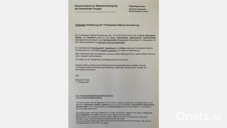 Das aktuelle Schreiben im Wortlaut. Bild: ll
