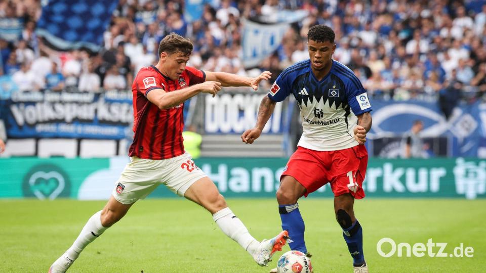 Sorgte für Heidenheim immer wieder für Gefahr: Luca Kerber (l). Bild: Christian Charisius/dpa