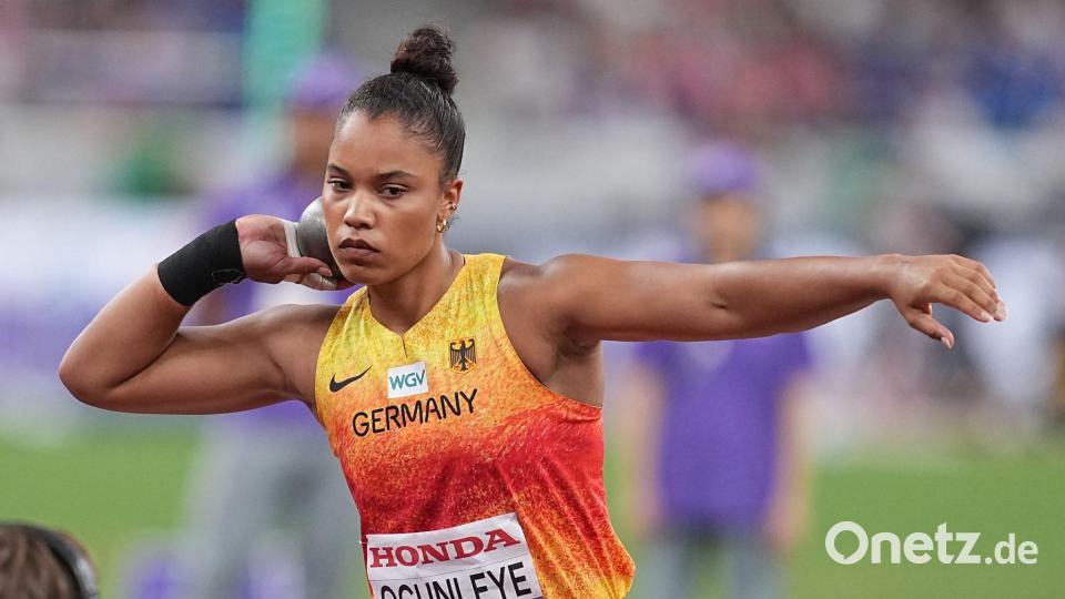 Kugelstoß-Olympiasiegerin Yemisi Ogunleye musste sich bei der WM mit Platz sechs zufriedengeben. Bild: Michael Kappeler/dpa