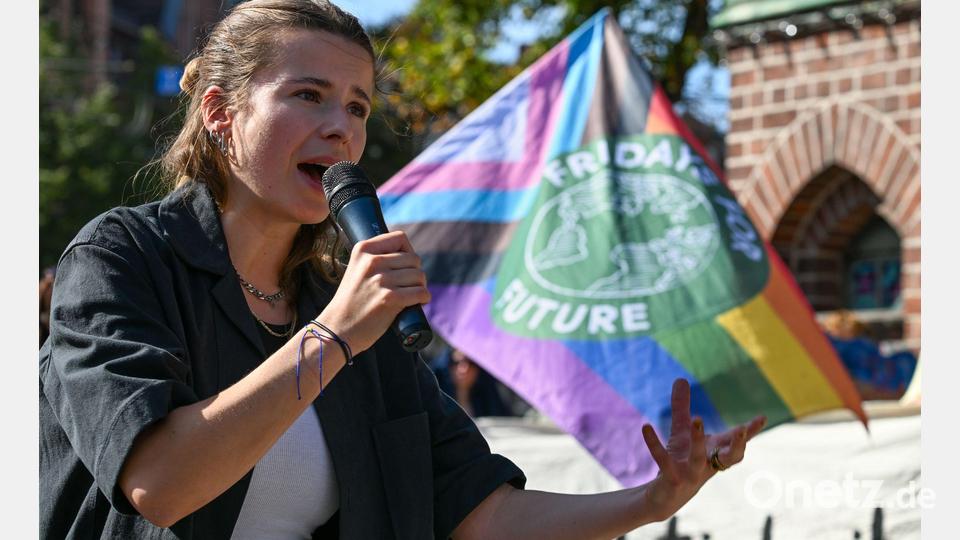 Luisa Neubauer spricht beim bundesweiten Klimastreik in Potsdam Bild: Soeren Stache/dpa