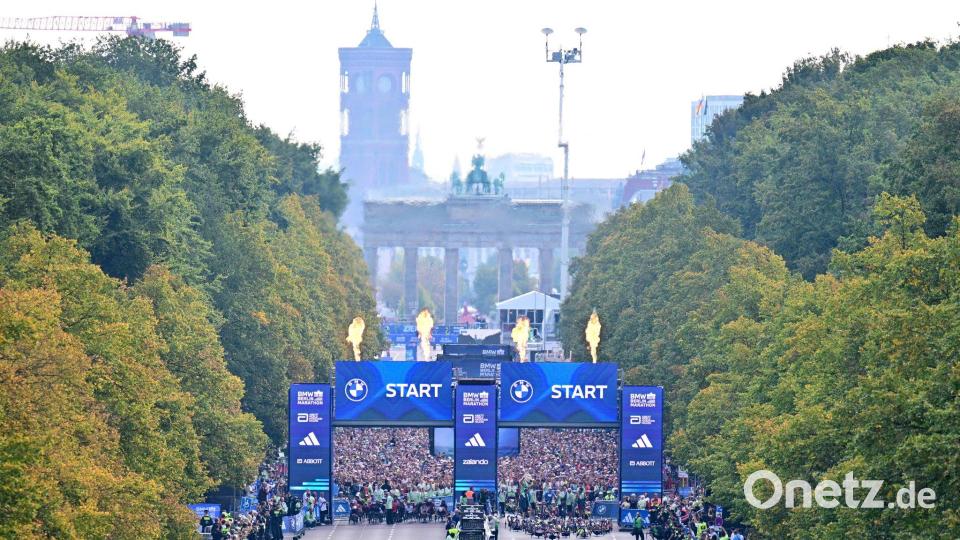 Mehr als 55.000 Läuferinnen und Läufer hatten sich für den Berlin-Marathon angemeldet. Bild: Sebastian Christoph Gollnow/dpa