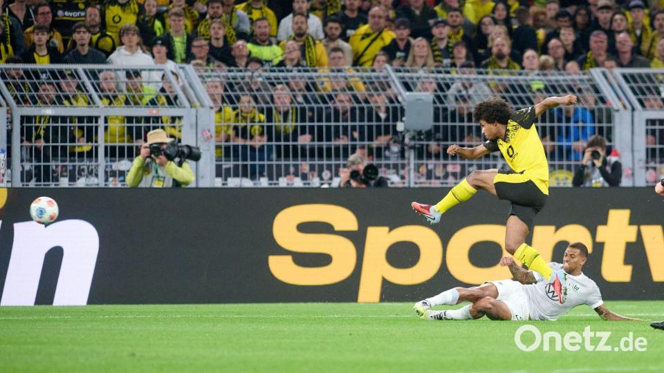 Brachte den BVB mit einem fulminanten Schuss in Führung: Karim Adeyemi. Bild: Bernd Thissen/dpa