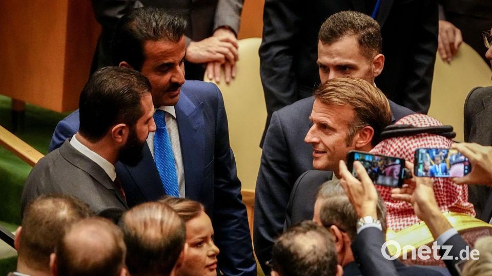 In New York im Mittelpunkt: Frankreichs Präsident Macron Bild: Kay Nietfeld/dpa