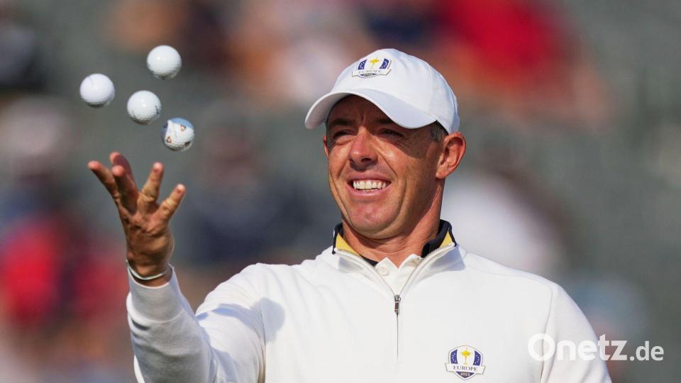 Europas Rory McIlroy aus Nordirland wirft Bälle in die Luft während einer Übungsrunde für das Ryder Cup Golfturnier in Farmingdale. Bild: Matt Slocum/AP/dpa