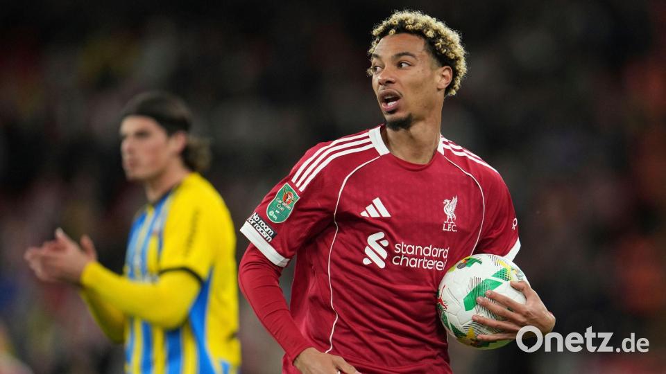 Der ehemalige Frankfurter Hugo Ekitiké erzielte den Siegtreffer zum 2:1 für Liverpool. Bild: Jon Super/AP/dpa