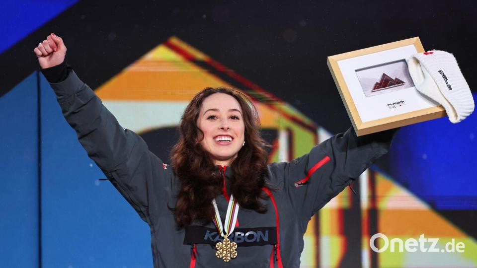 WM-Gold in Planica, nun verletzt: Kanadas Alexandria Loutitt verpasst Olympia. Bild: Daniel Karmann/dpa