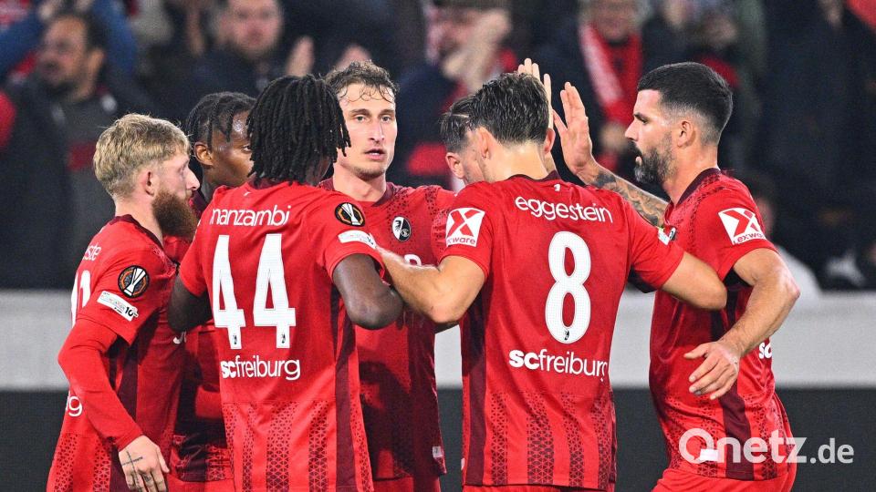 Traf zum 1:0 für Freiburg: Mittelfeldspieler Patrick Osterhage (M.). Bild: Tom Weller/dpa
