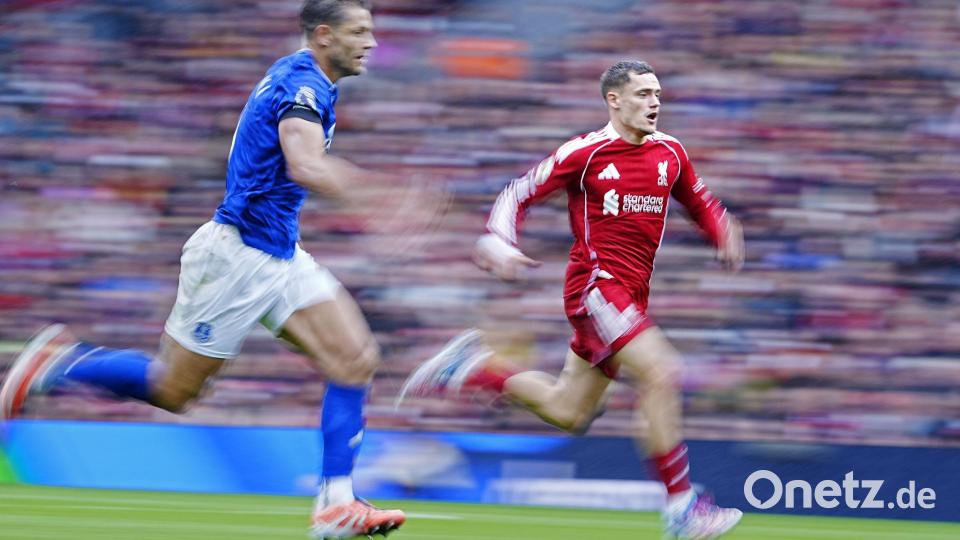 Bei Liverpool 2:1-Sieg gegen den FC Everton wurde Florian Wirtz erst nach einer Stunde eingewechselt. Bild: Peter Byrne/PA Wire/dpa