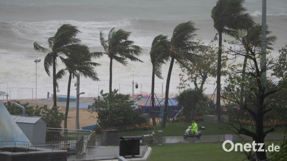 Die kräftigen Winde ließen örtlich Bäume umknicken. Bild: Ng Han Guan/AP/dpa