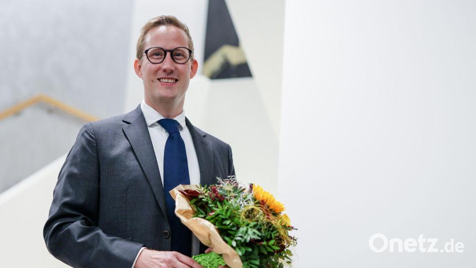 Tobias Degode wurde zum neuen Oberbürgermeister gewählt. Bild: Christoph Schmidt/dpa
