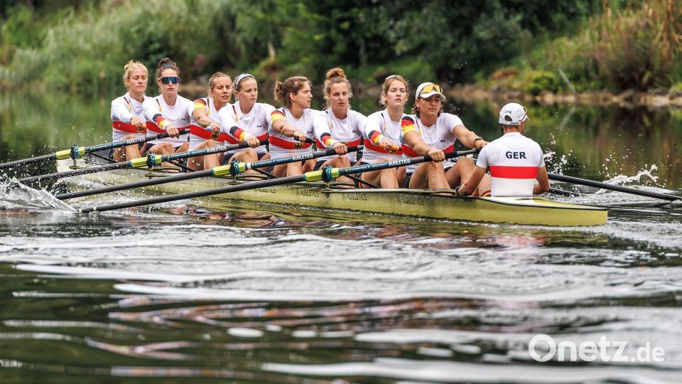 Der Frauen-Achter verpasst knapp eine Medaille. (Archivbild) Bild: Andreas Gora/dpa