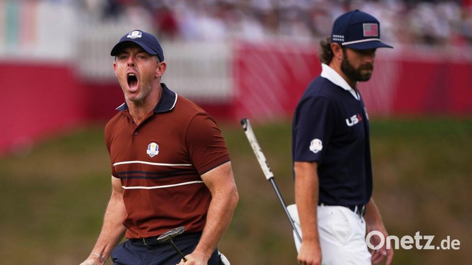 Rory McIlroy und das europäische Team haben beim Ryder Cup viel mehr zu bejubeln als die Gastgeber. Bild: Matt Slocum/AP/dpa