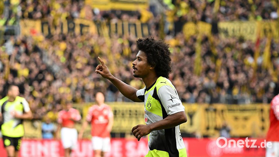 Karim Adeyemi hatte zuletzt viel Grund zur Freude. Bild: Torsten Silz/dpa