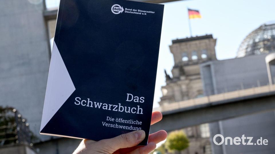 Im Schwarzbuch listet der Bund der Steuerzahler jedes Jahr Beispiele auf, wo aus seiner Sicht Steuergelder verschwendet wurden - und kritisiert unter anderem die Ausgaben des Bundestags. Bild: Britta Pedersen/dpa