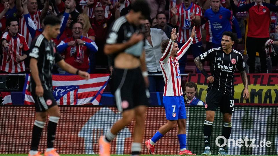 Eintracht Frankfurt war bei Atlético Madrid chancenlos. Bild: Manu Fernandez/AP/dpa