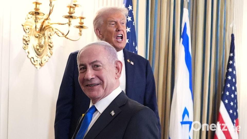 US-Präsident Donald Trump und der israelische Ministerpräsident Benjamin Netanjahu nehmen an einer Pressekonferenz im Weißen Haus teil. Bild: Evan Vucci/AP/dpa