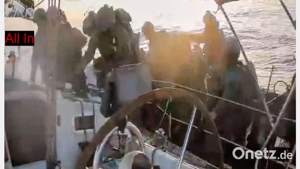 Die israelische Militäraktion gegen die Global Sumud Flotilla aus mehr als 40 privaten Motor- und Segelbooten dauerte die ganze Nacht über bis zum Morgen an. Bild: Uncredited/Global Sumud Flottilla/AP/dpa