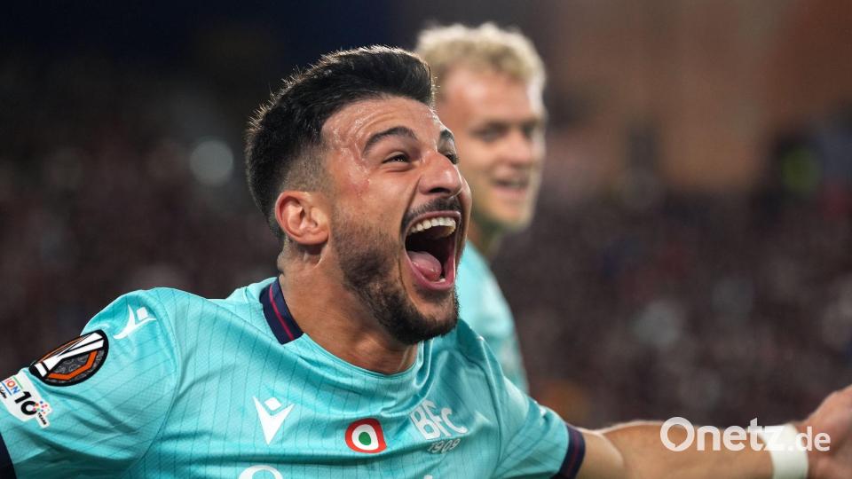Bolognas Riccardo Orsolini jubelt nach dem Führungstreffer. Bild: Massimo Paolone/LaPresse/AP/dpa