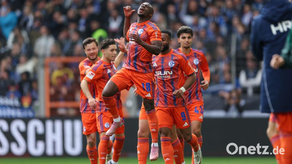 Schalke 04 rettete einen knappen 2:1-Sieg in Bielefeld. Bild: Friso Gentsch/dpa