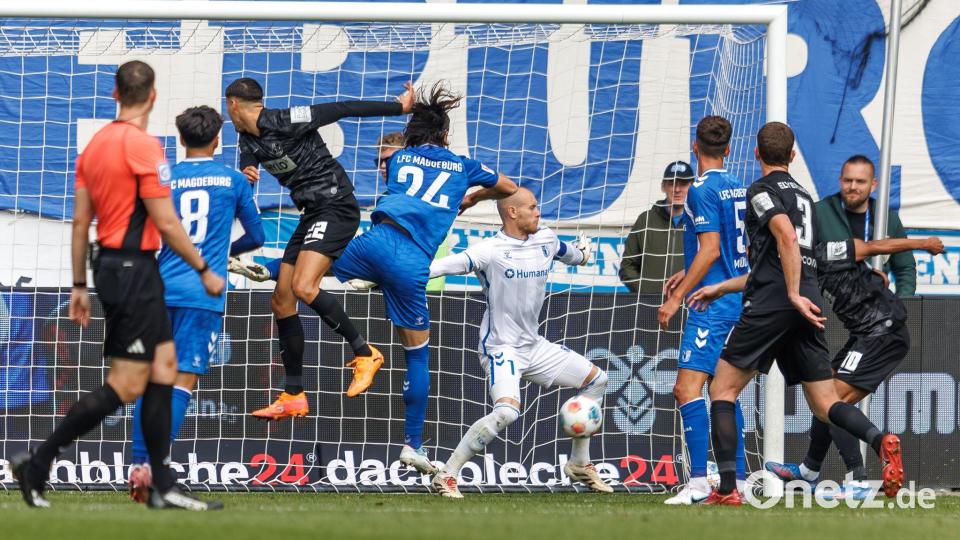 Die SV Elversberg ging beim 4:0 in Magdeburg frühzeitig in Führung. Bild: Andreas Gora/dpa