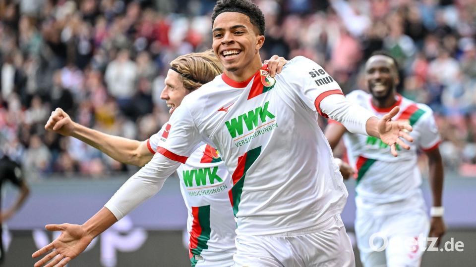 Noahkai Banks bejubelt sein erstes Bundesliga-Tor. Bild: Harry Langer/dpa