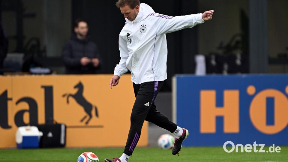 Tatendurstig: Julian Nagelsmann beim Torschussversuch. Bild: Federico Gambarini/dpa