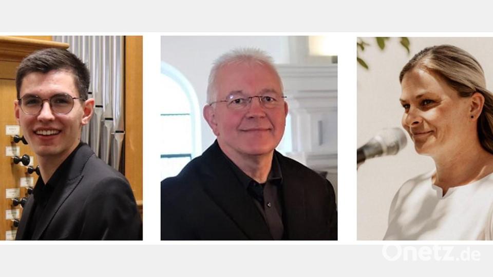 Für ein abwechslungsreiches Programm beim Benefizkonzert des Vereins „Vilseck gibt Hoffnung“ garantieren in erster Linie Organist Lukas Schöpf, Chorleiter Franz Winklmann und Solosängerin Carolin Winkler. Bild: rha