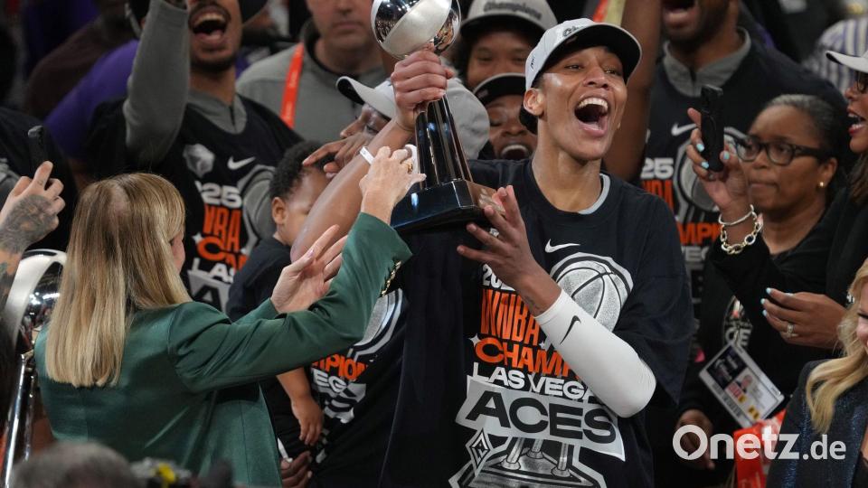 A&#039;ja Wilson hat die Las Vegas Aces zur dritten Meisterschaft in der WNBA geführt. Bild: Rick Scuteri/AP/dpa