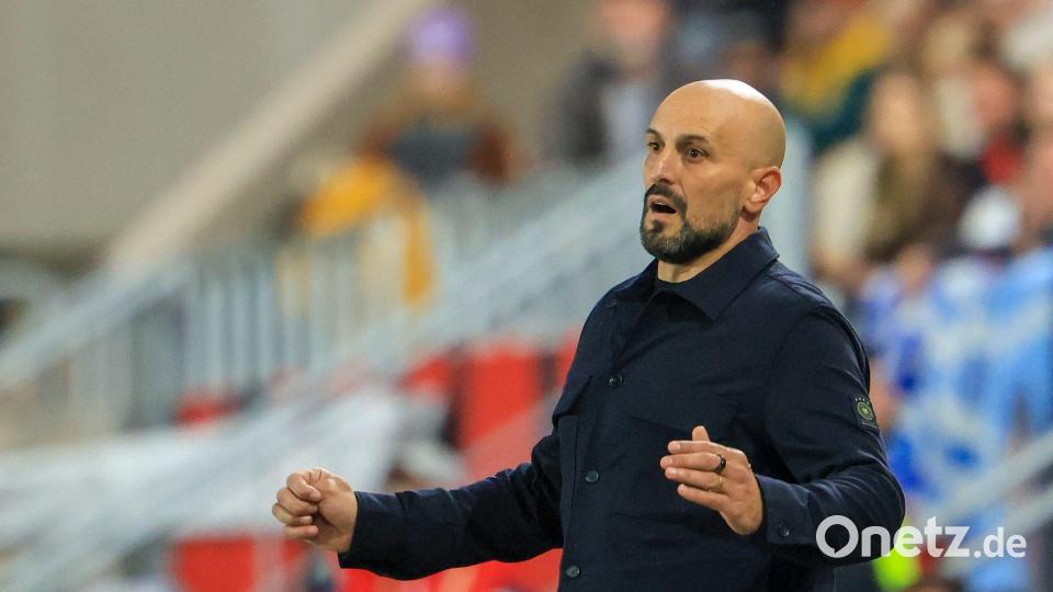 Trainer Antonio Di Salvo will gegen Nordirland wieder mehr Grund zum Jubeln haben. Bild: Jan Woitas/dpa