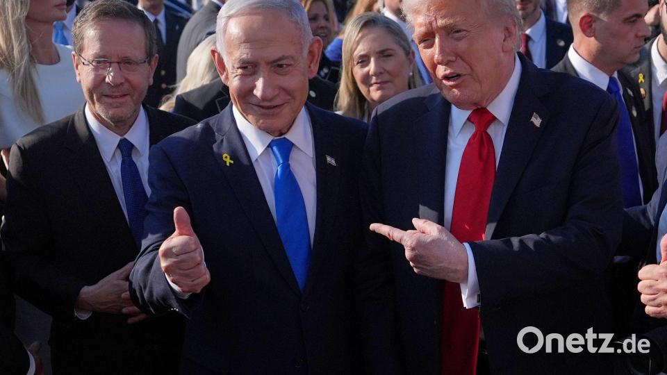 Israels Ministerpräsident Netanjahu verabschiedet US-Präsident Trump auf dem Ben Gurion Airport. Bild: Evan Vucci/AP/dpa