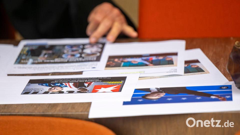 Bystrons Verteidiger versuchte in dessen Abwesenheit, die Vorwürfe vor Gericht mit Hilfe anderer Abbildungen zu relativieren. Bild: Peter Kneffel/dpa