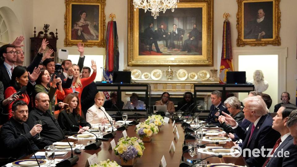 Trump und Selenskyj sprechen im Weißen Haus. Bild: Alex Brandon/AP/dpa