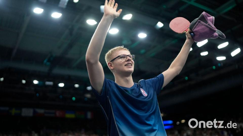 Frankreichs Tischtennis-Star Felix Lebrun. Bild: Petros Giannakouris/AP/dpa