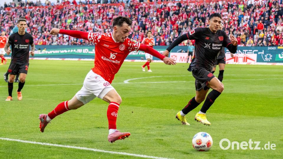 Der Mainzer Flügelflitzer Paul Nebel macht Druck. Bild: Torsten Silz/dpa